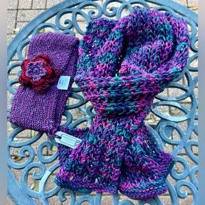 🎁NWT 2 pc Irish Hand knit ear warmer headband & scarf